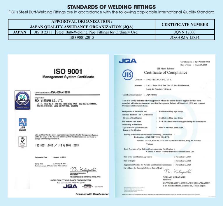 chứng chỉ iso + jis